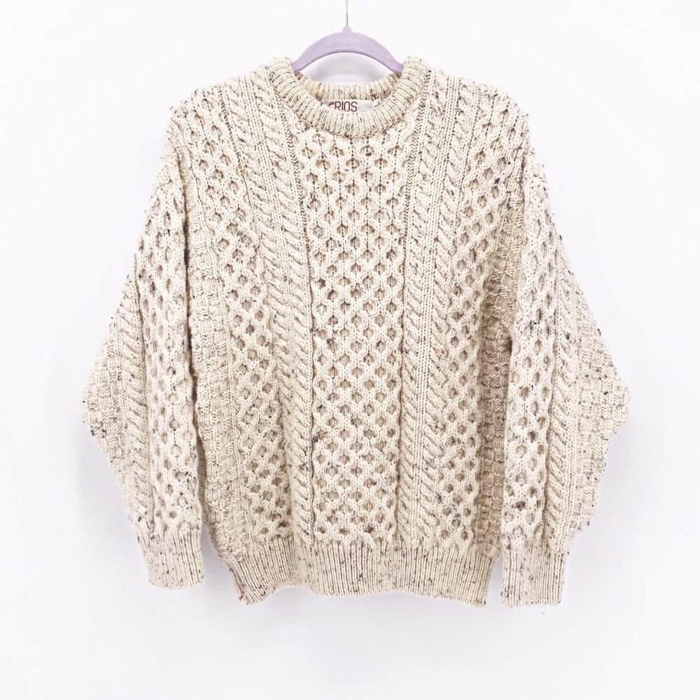 Crios Vintage Irish Wool Cable Knit Fisherman Sweater